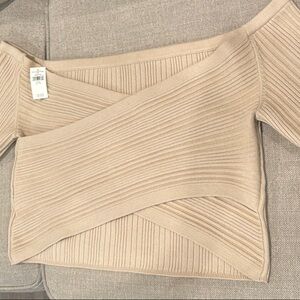 Aerie Reversible Taupe Ribbed Knit Top XXL NWT
